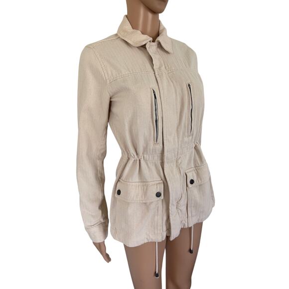 Lucky Brand Utility Jacket XS Outdoor Minimalist Streetwear Country Beige - Picture 2 of 6